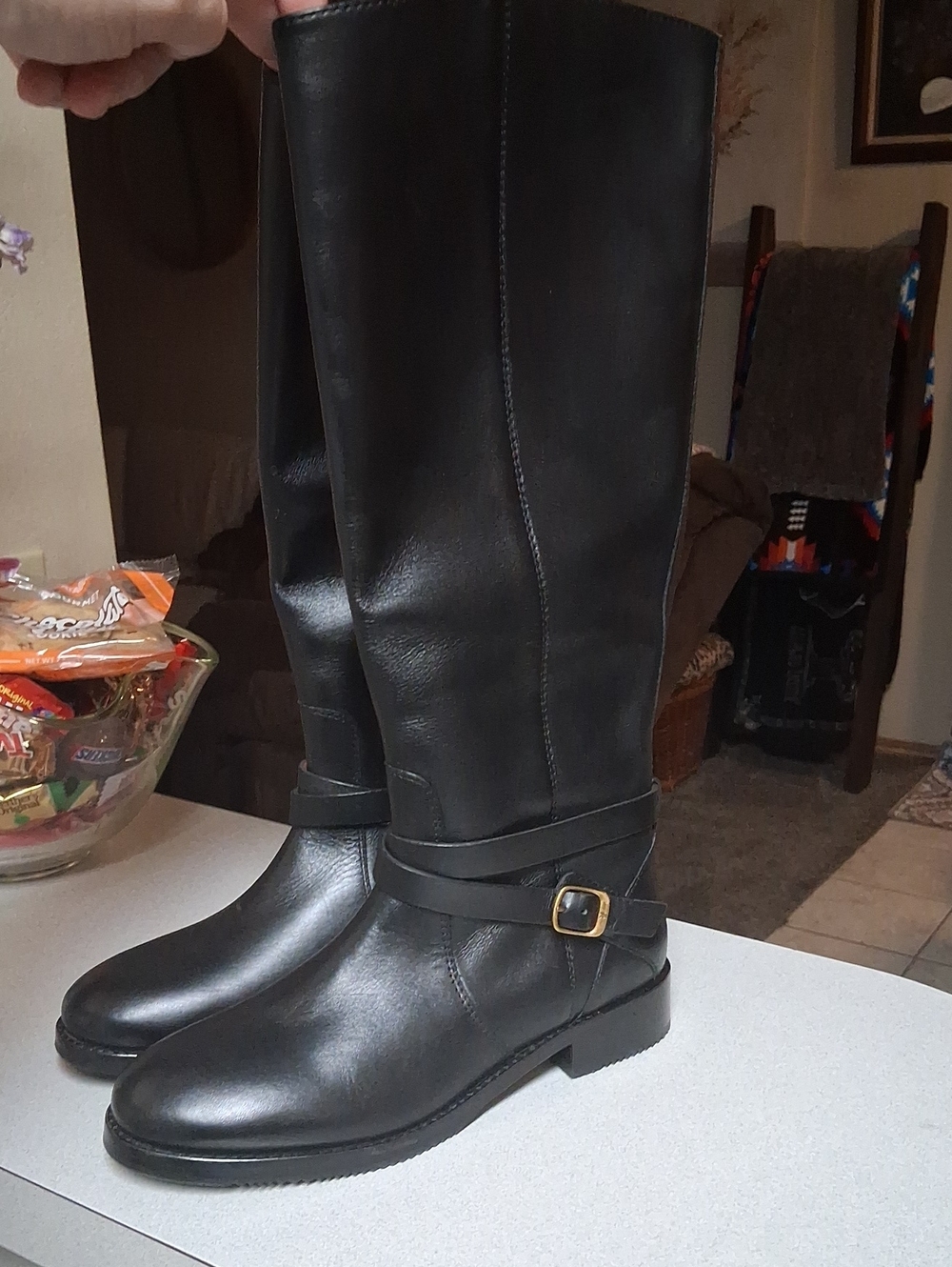 BNWT FRYE MELISSA BELTED KNEE HIGH Riding Boots with Buckle Strap SIZE 7M